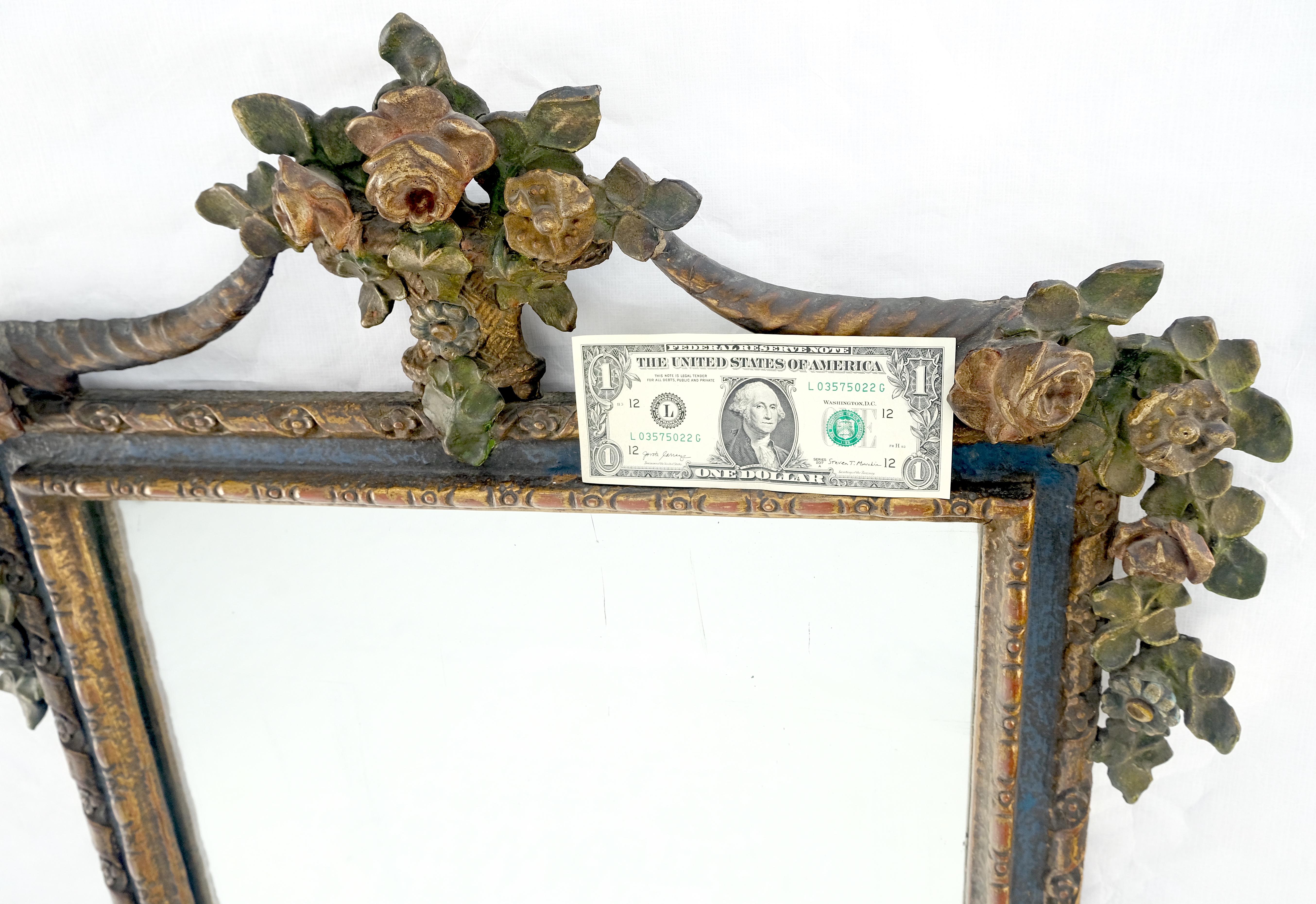 Carved & Painted  Floral Pattern Frame Rectangle Decorative Wall Mirror For Sale 5