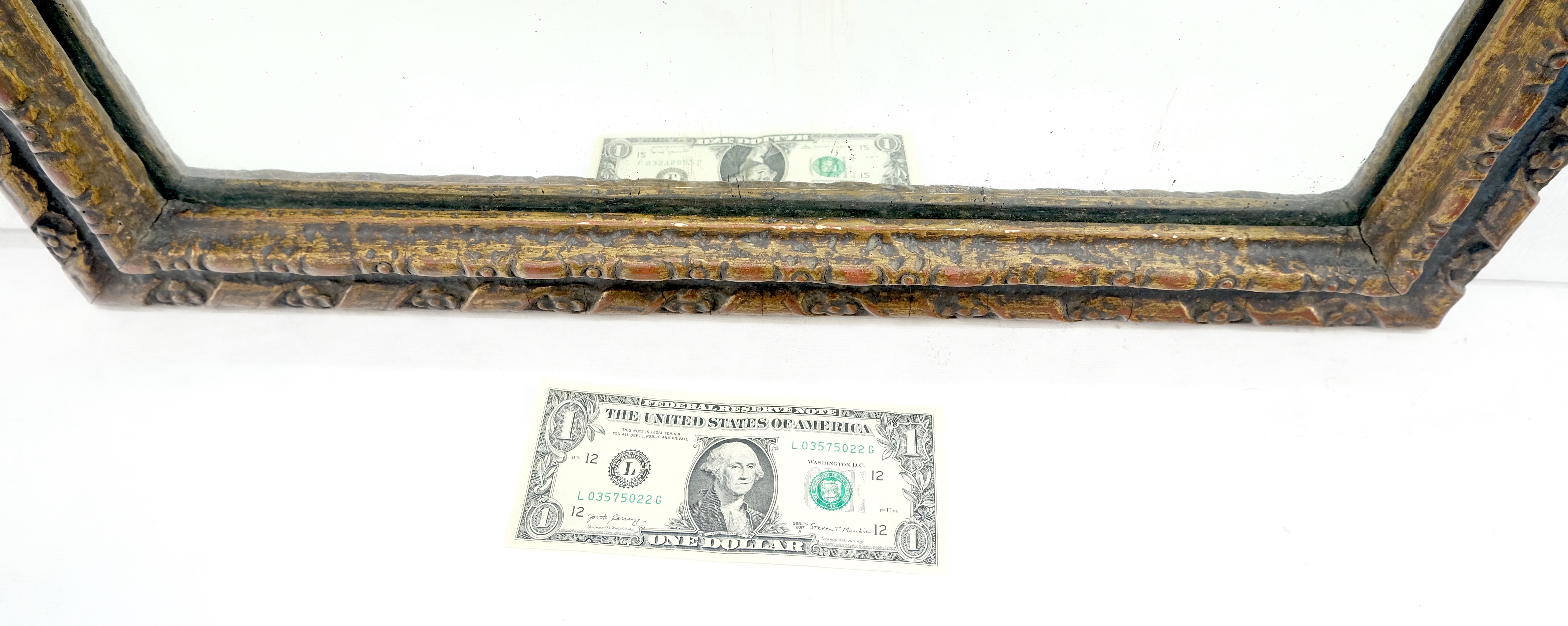 Carved & Painted  Floral Pattern Frame Rectangle Decorative Wall Mirror For Sale 6