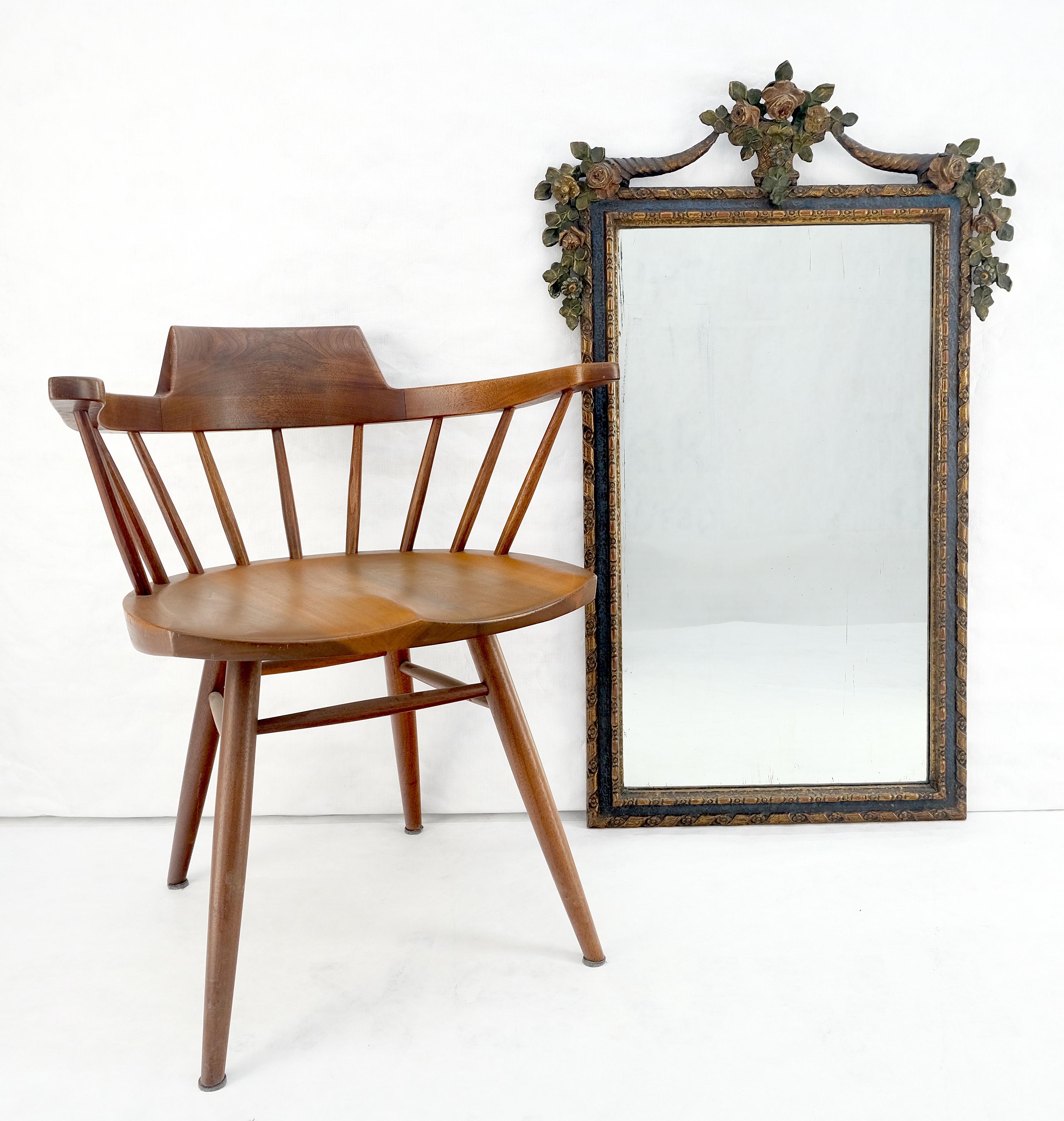 Adam Style Carved & Painted  Floral Pattern Frame Rectangle Decorative Wall Mirror For Sale