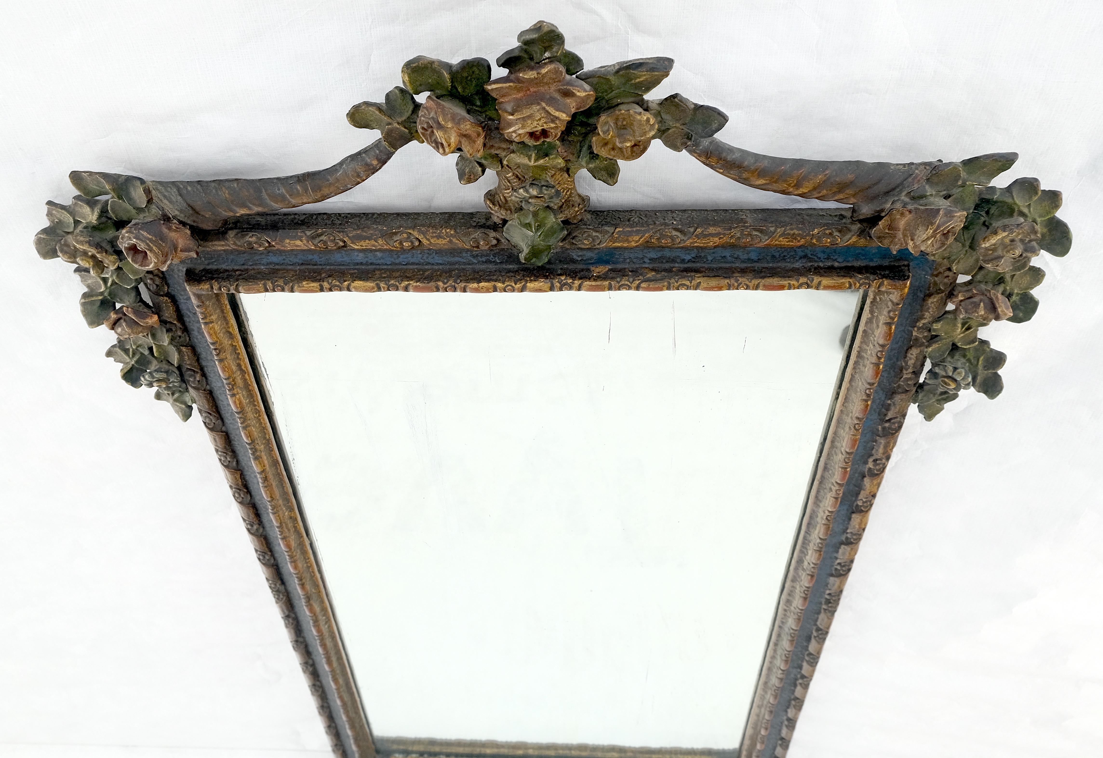 Carved & Painted  Floral Pattern Frame Rectangle Decorative Wall Mirror For Sale 2