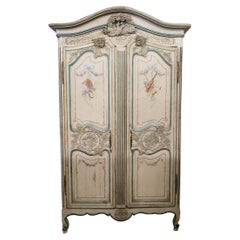 Antique Carved Painted French Armoire