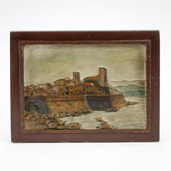 Carved & Painted Relief of the Old Town and Sea Wall at Antibes