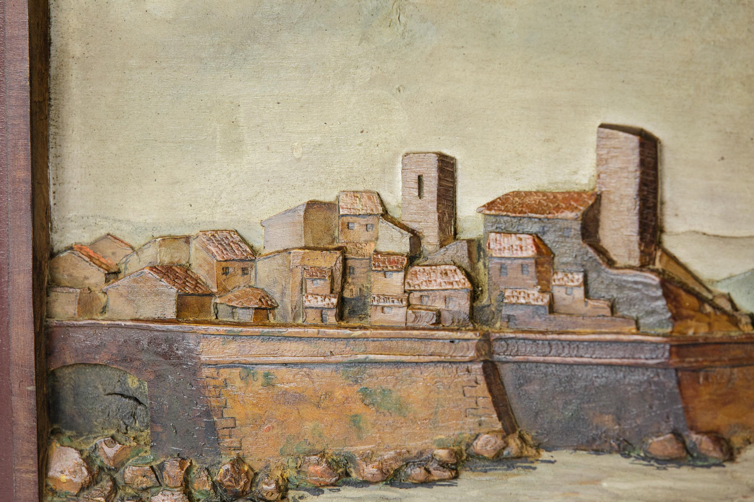 Carved & Painted Relief of the Old Town and Sea Wall at Antibes 2