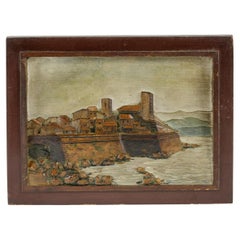 Carved & Painted Relief of the Old Town and Sea Wall at Antibes