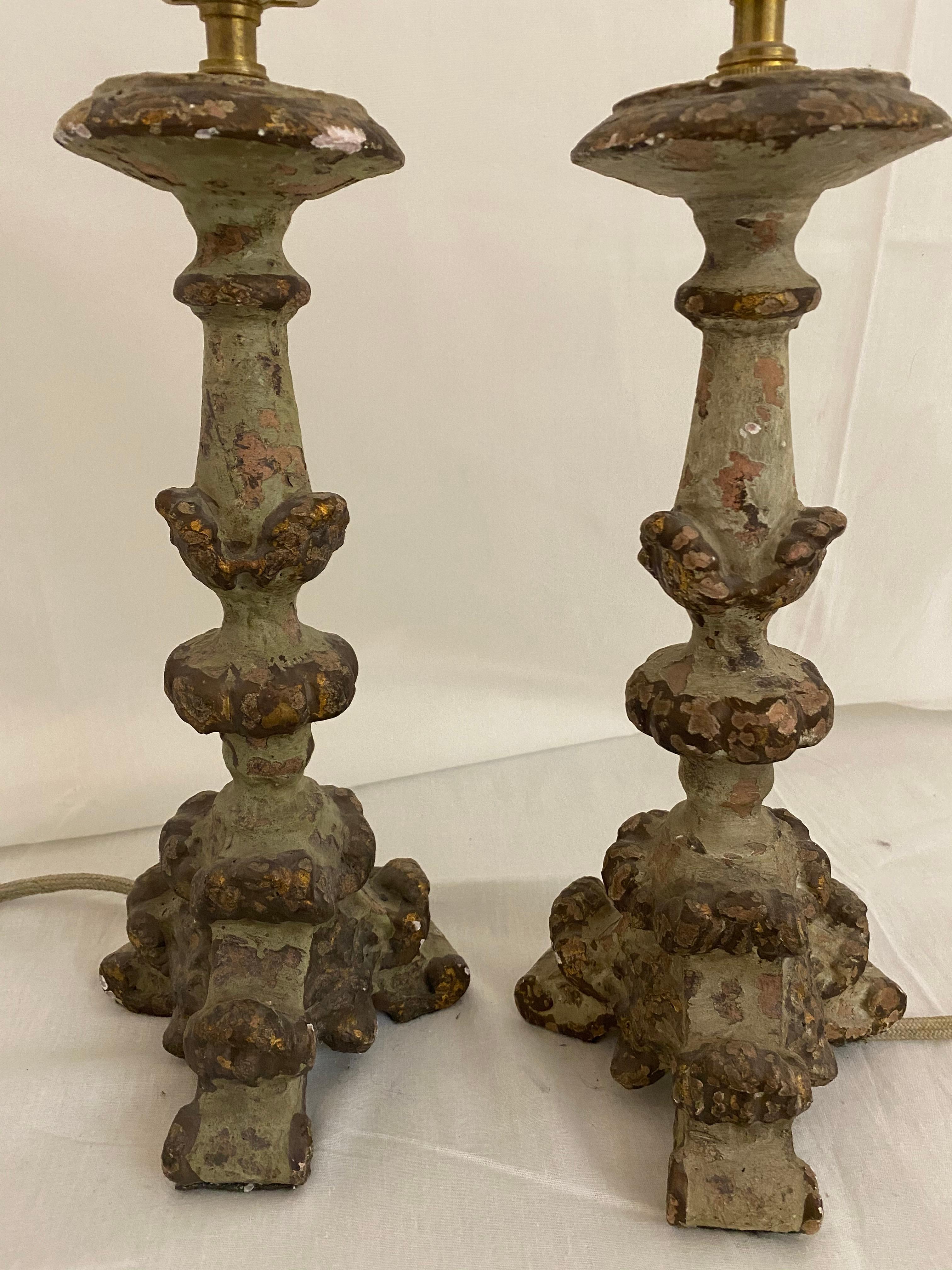 French Carved Pair of Sconces For Sale