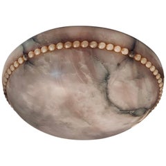 Carved Pale Pink Alabaster Light Fixture