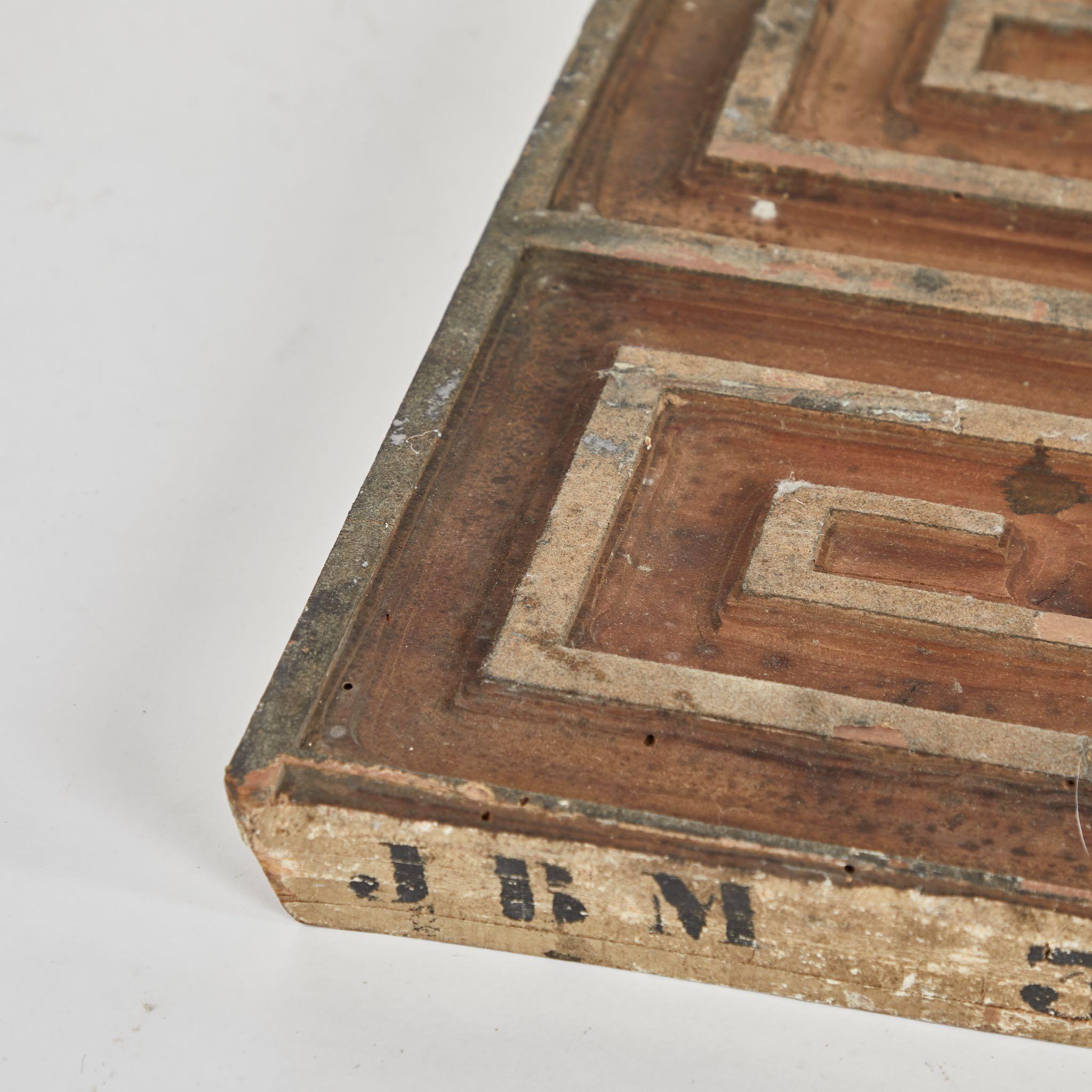 Victorian 19th Century Carved Panel in Wood with Key Pattern