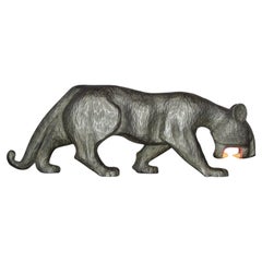 carved panther in blackened wood