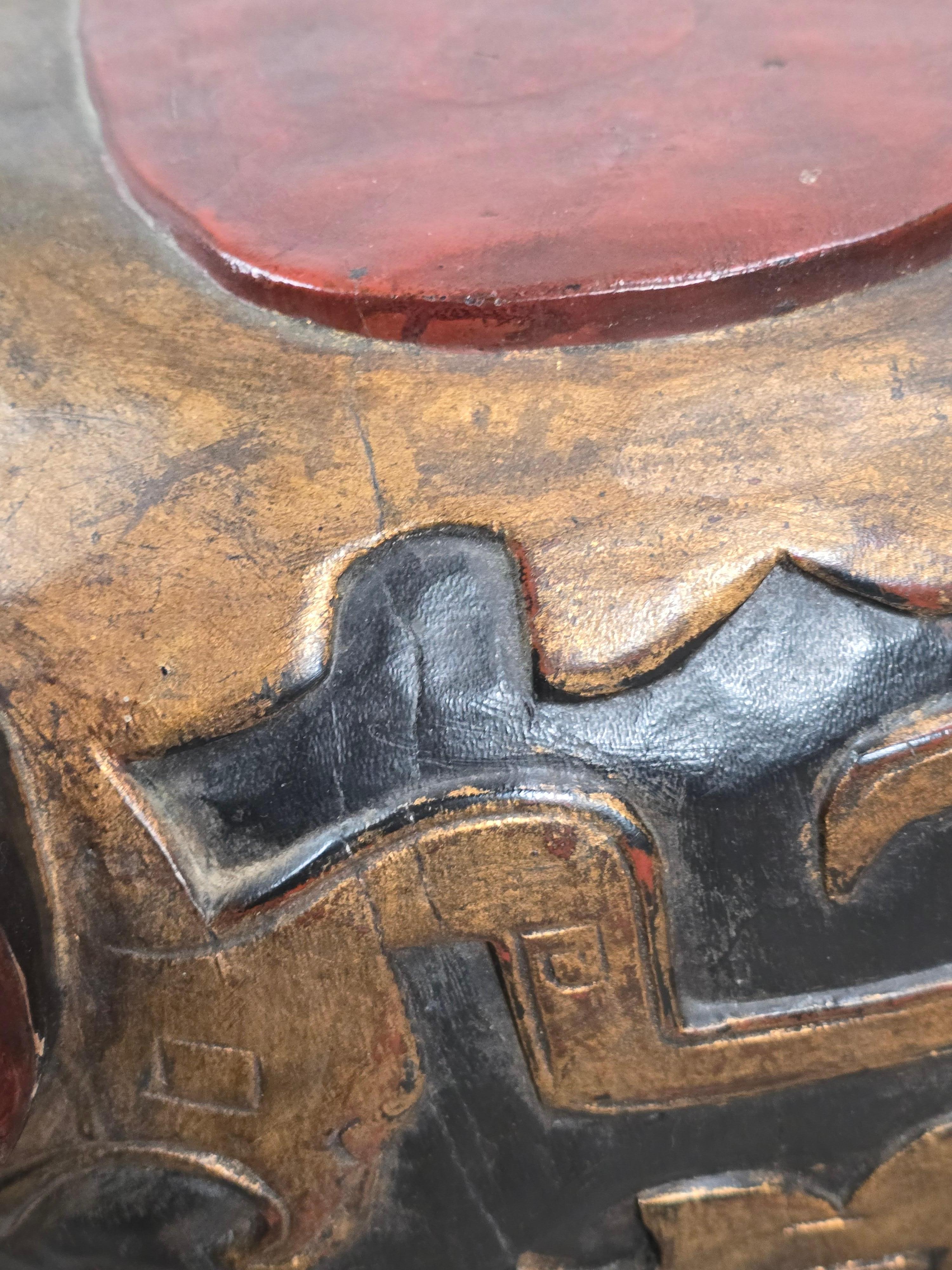 Carved Patinated Lacquer Elephant Occasional Tables For Sale 1