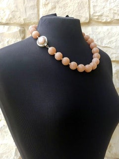 Carved Peach Moonstone Necklace