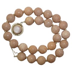 Carved Peach Moonstone Necklace