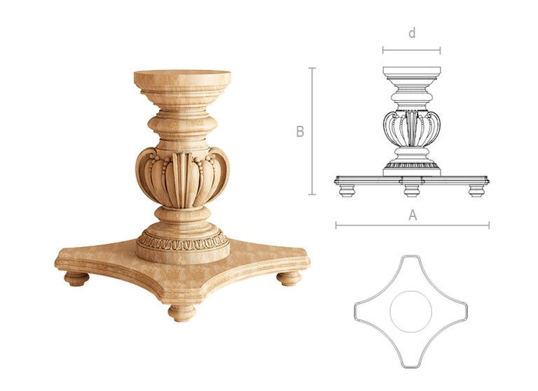 Carved Pedestal and Large Claw Feet, Custom Dining Table Pedestal Leg