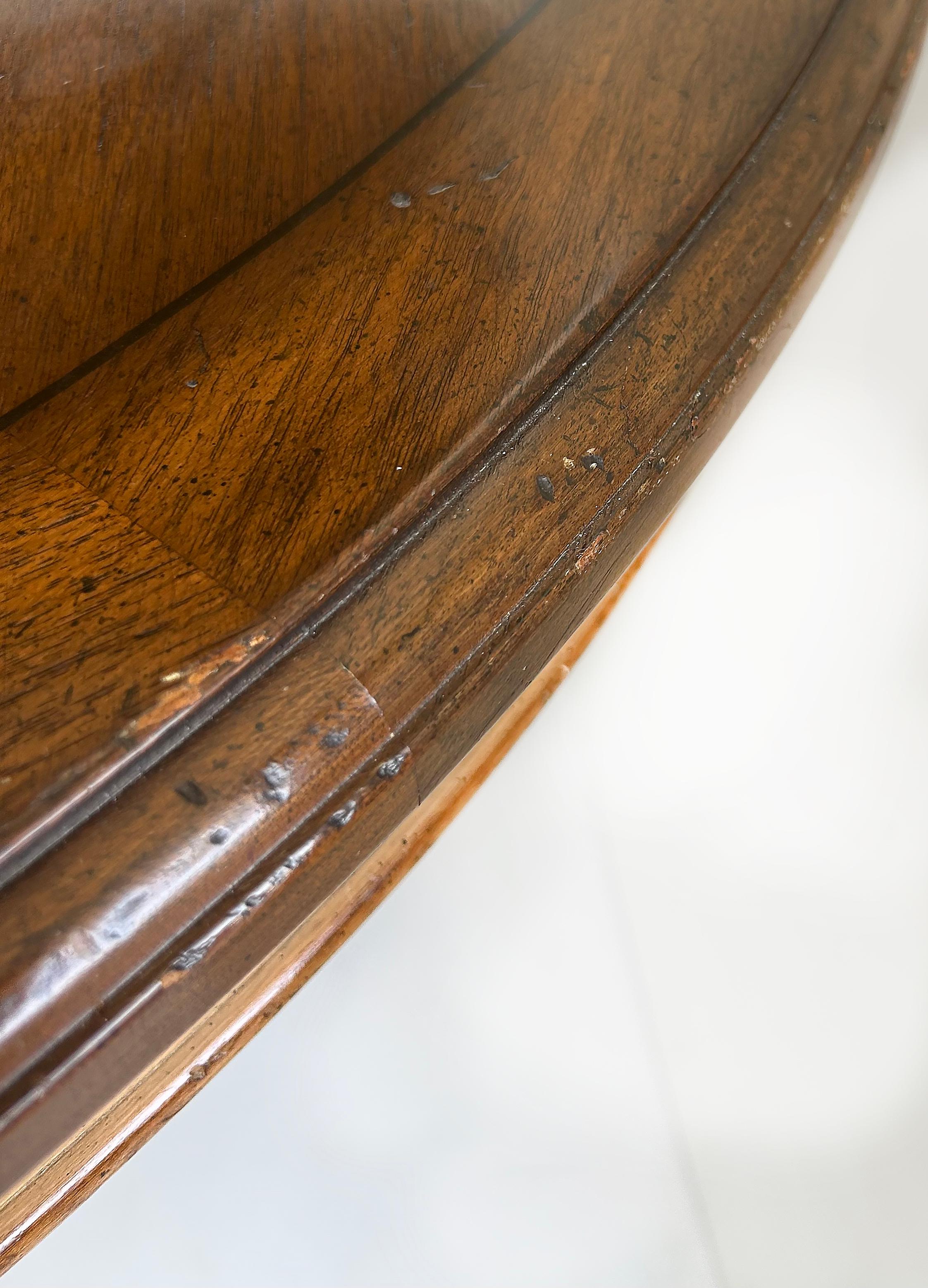 Carved Pedestal Dining Table, Extends Round to Oval with Two Leaves For Sale 8