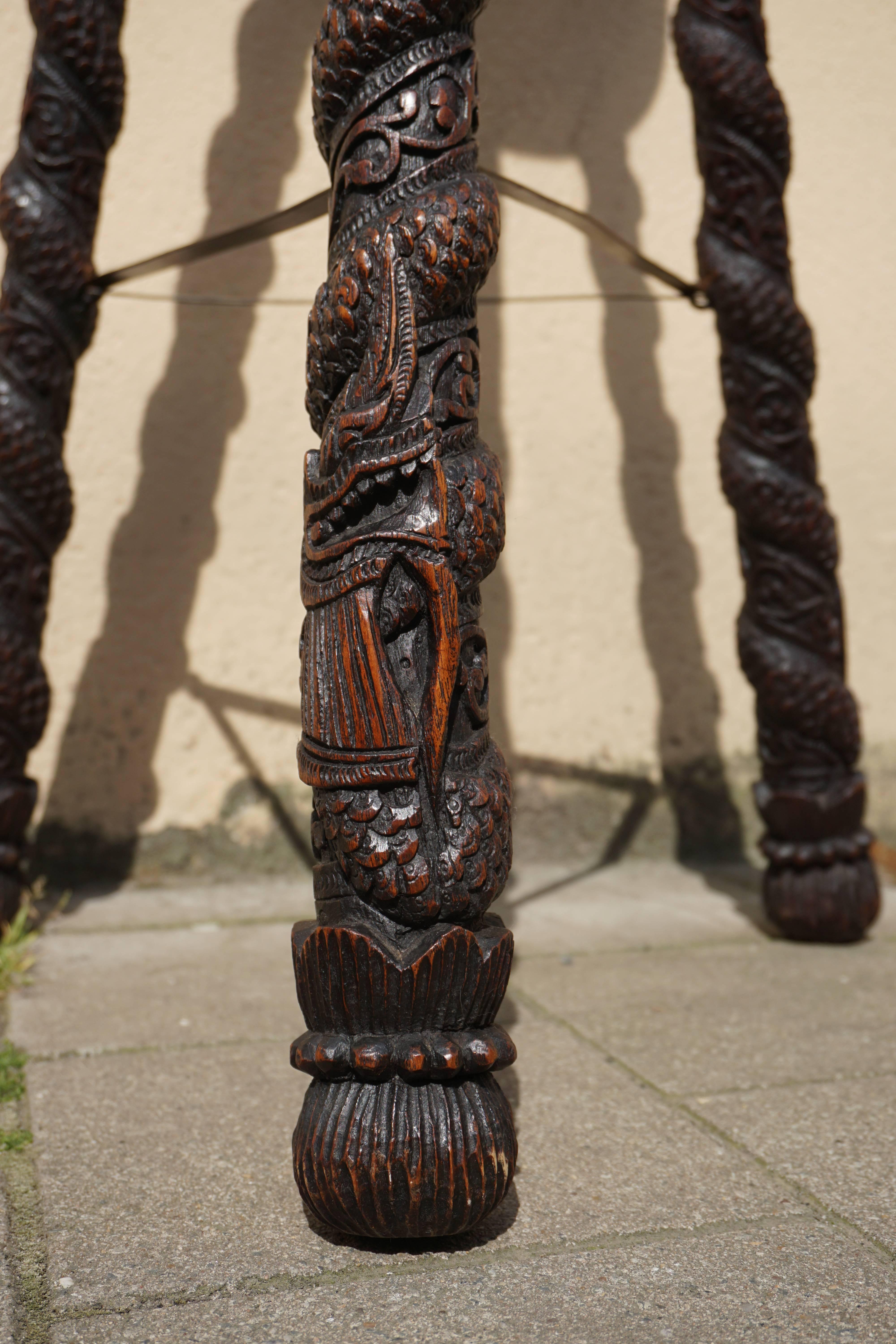 Carved Pedestal Table, India 4