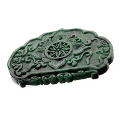 Carved Pendant Omphacite Jade Natural Jadeite Asian Art Dragon Figurine Statue