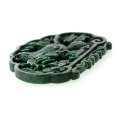 Carved Pendant Omphacite Jade Natural Jadeite Asian Art Dragon Figurine Statue