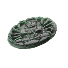 Carved Pendant Omphacite Jade Natural Jadeite Asian Art Ganesha Figurine Statue
