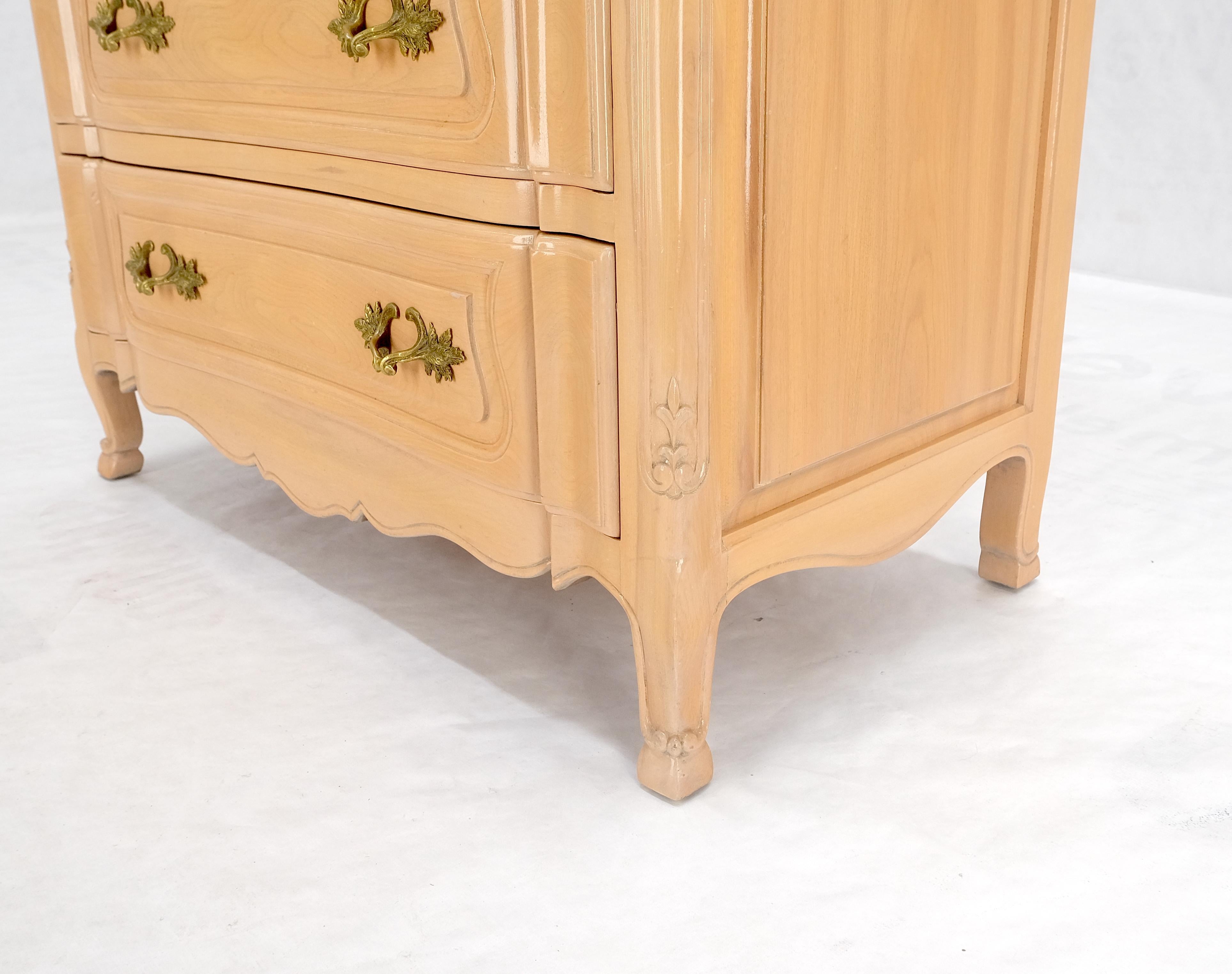 Carved Pickled Beige to White Solid Cherry Raised Panels Brass Hardware Gallery For Sale 4