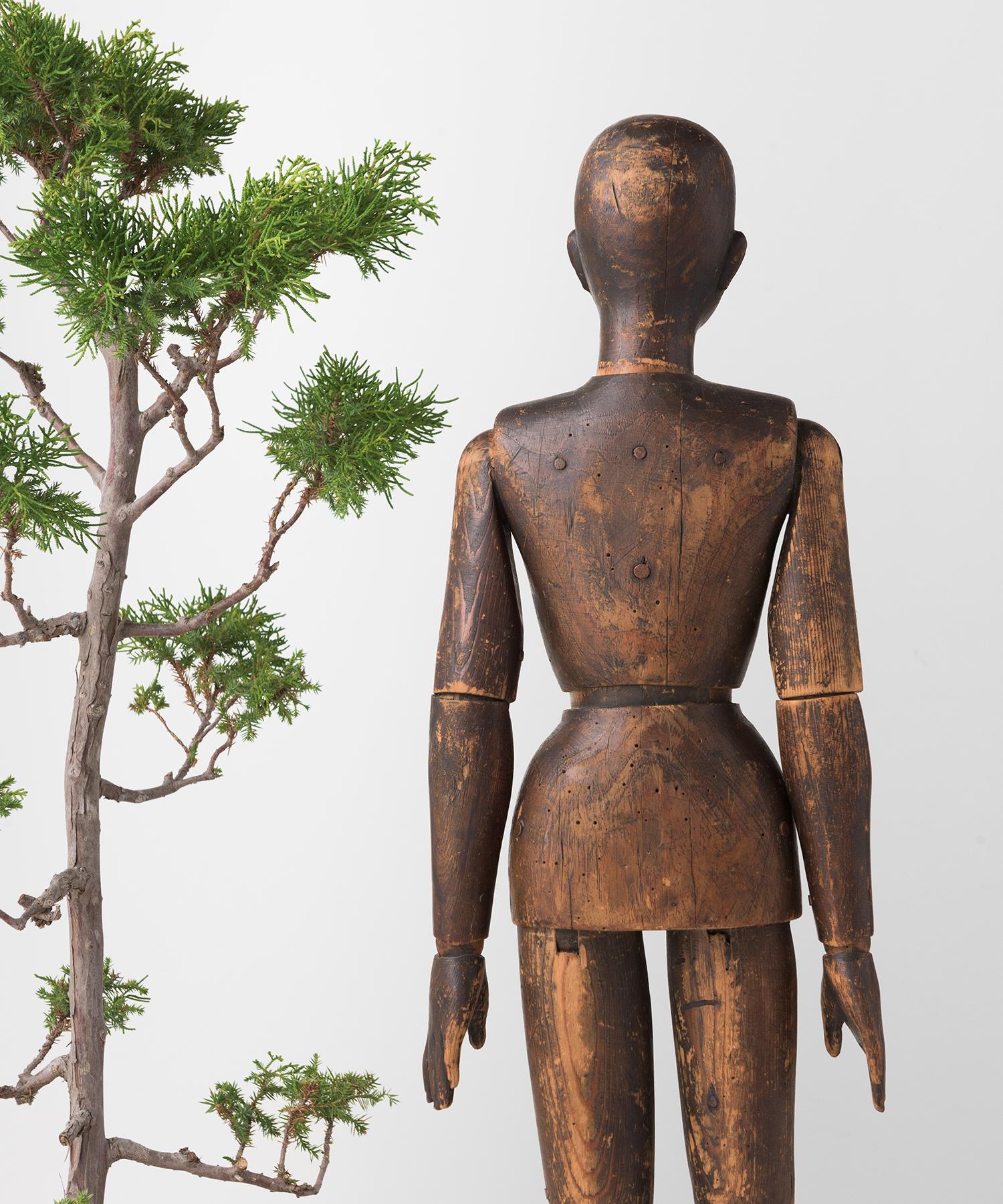 19th Century Carved Pine Artist Model, France, circa 1860 For Sale