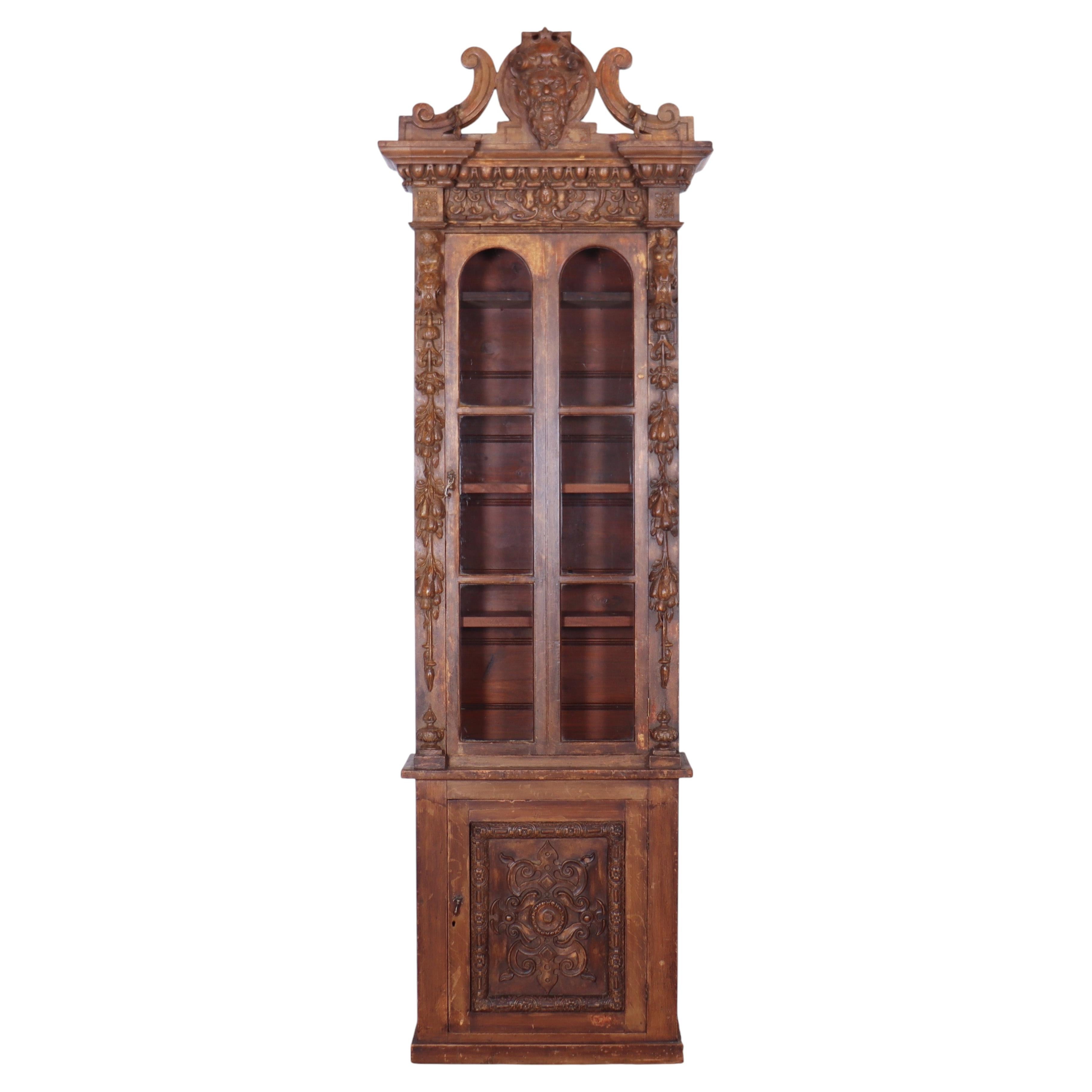 Carved Pine Chimney Cupboard For Sale