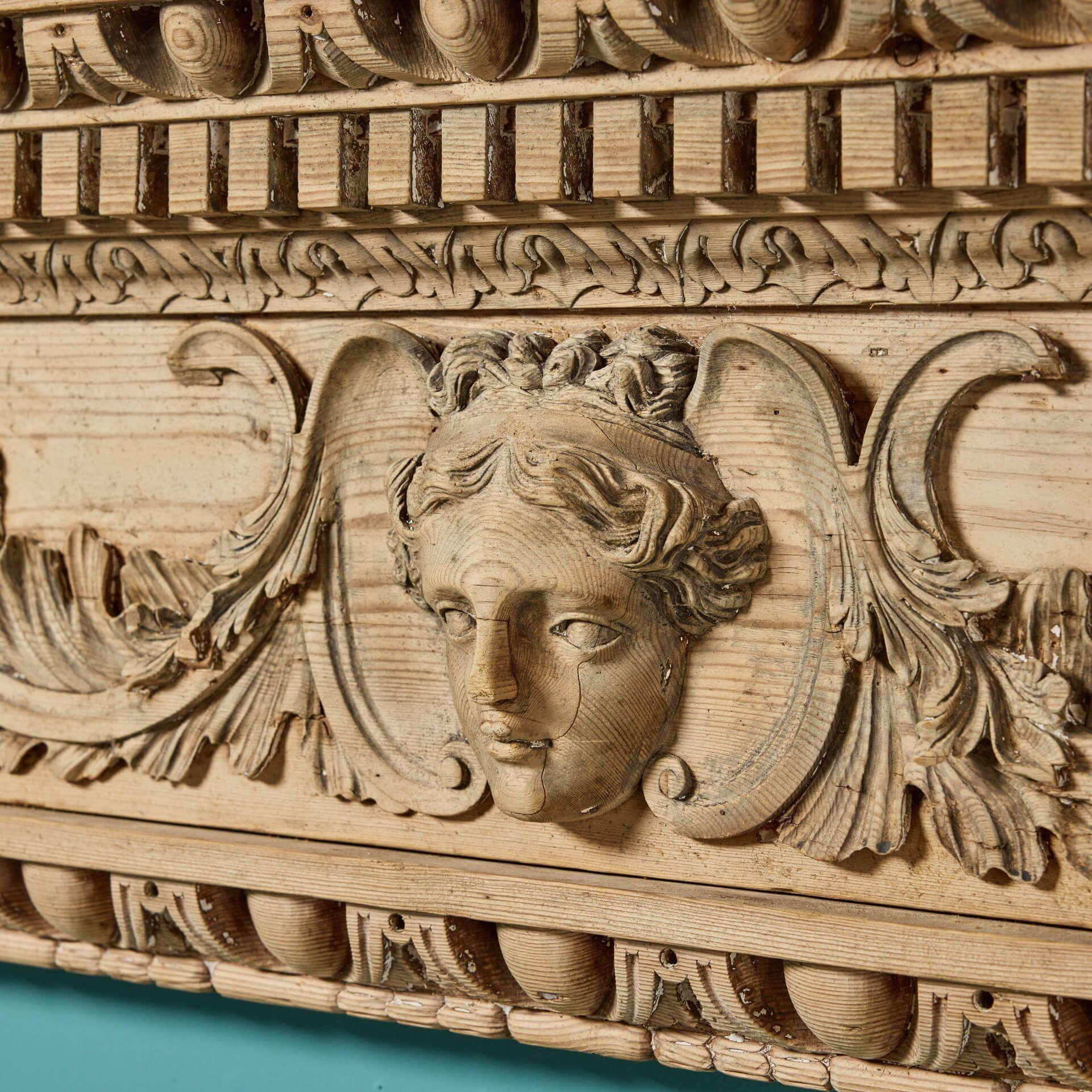 English A George III Carved Pine Chimneypiece Mantel For Sale