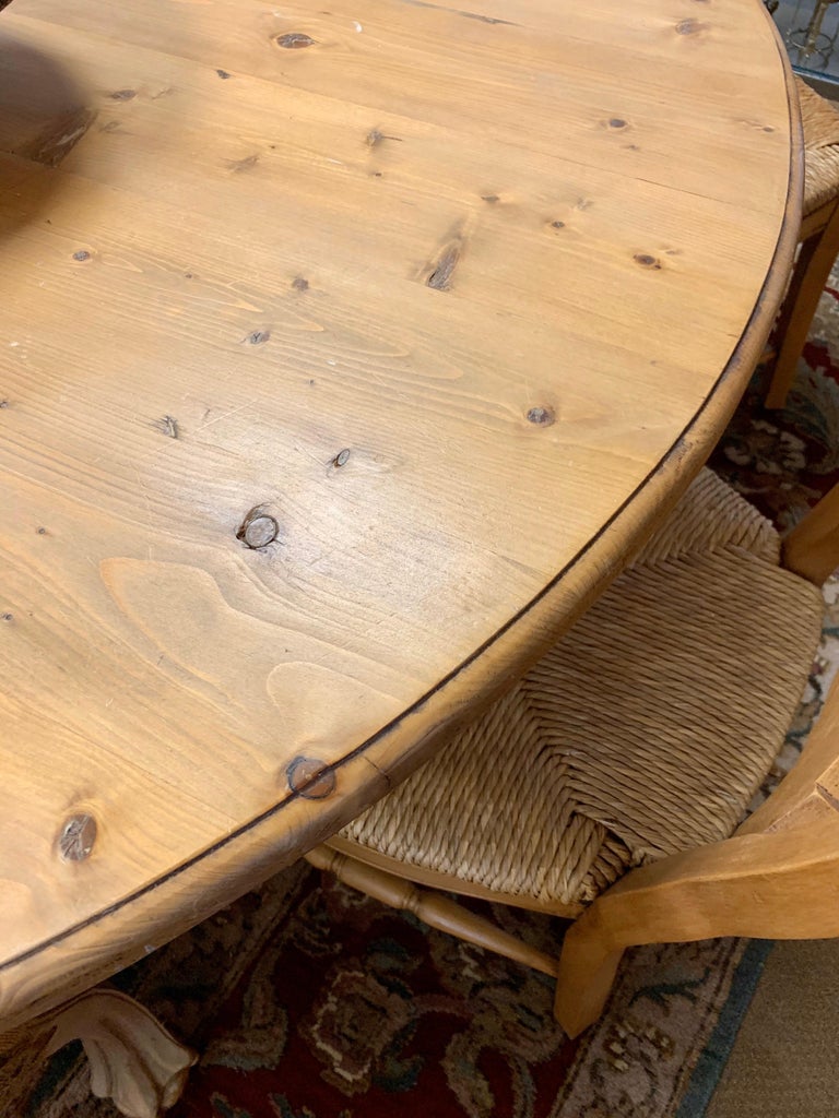 Carved Pine Farm Table and Six Matching Chairs Round Farmhouse Dining Set at 1stDibs round