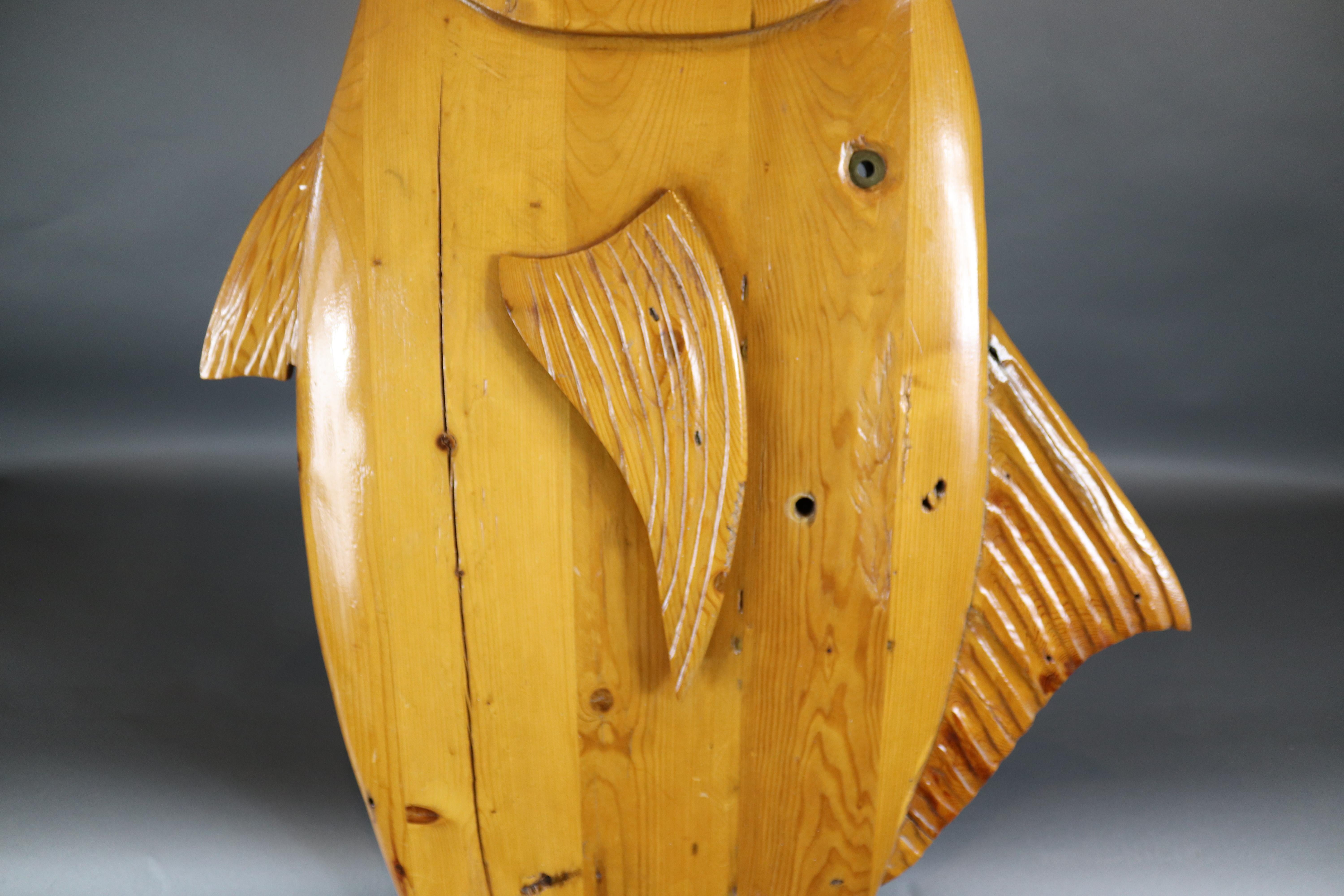 Carved Pine Fish from England In Good Condition In Norwell, MA