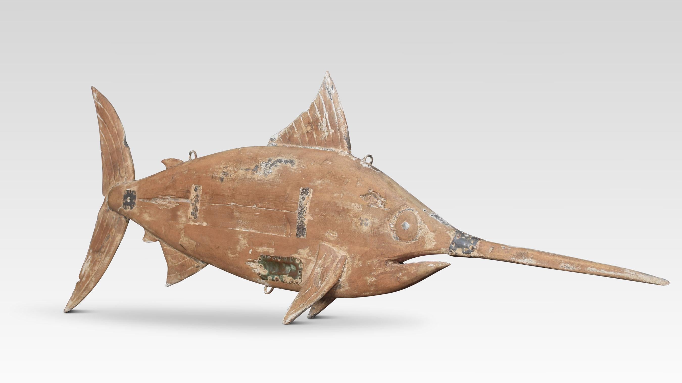 20th Century Carved Pine Fish Shop Sign For Sale