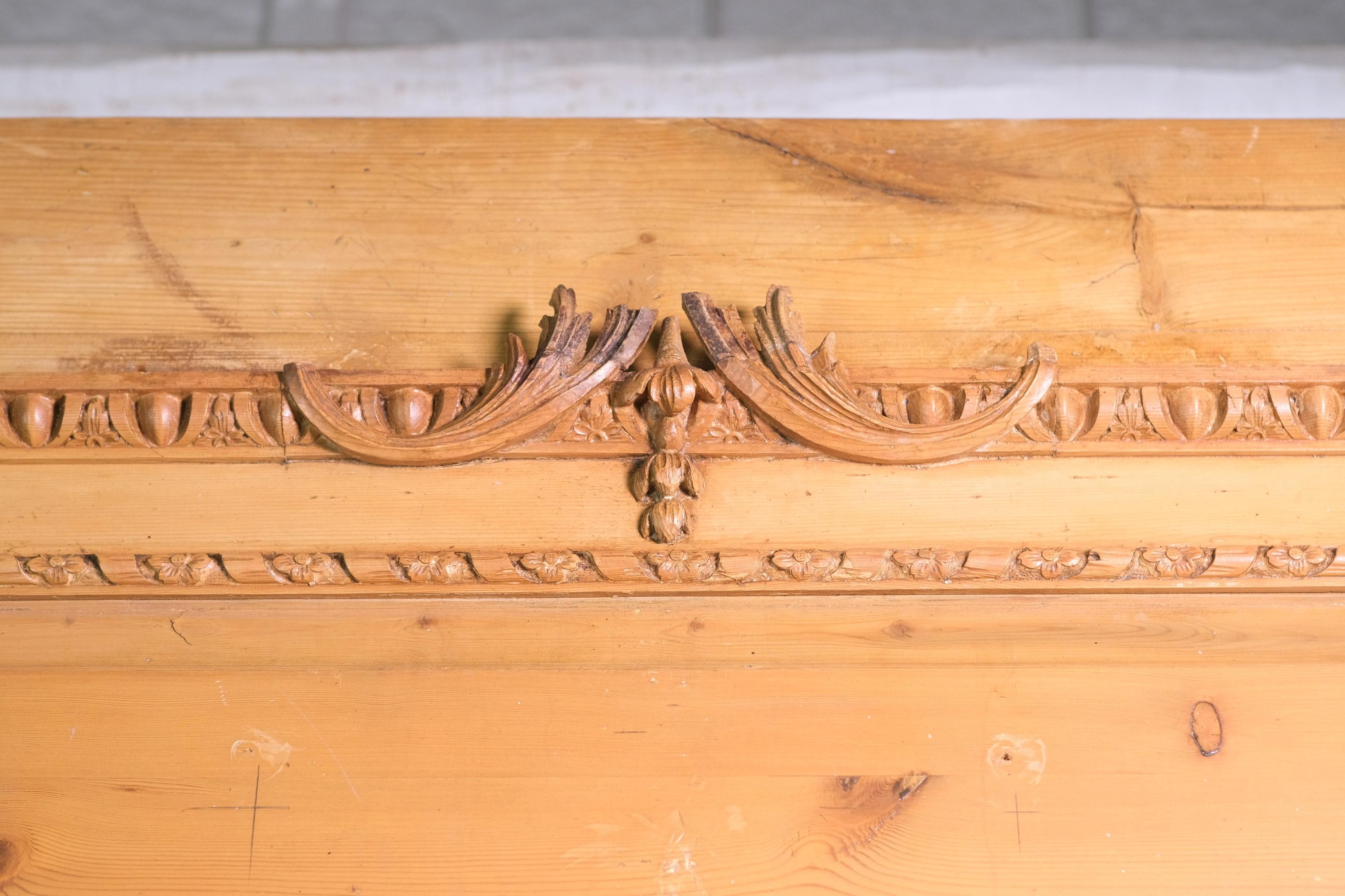 Carved Pine Floral Rococo Mantel w Over Mantel Molding 6