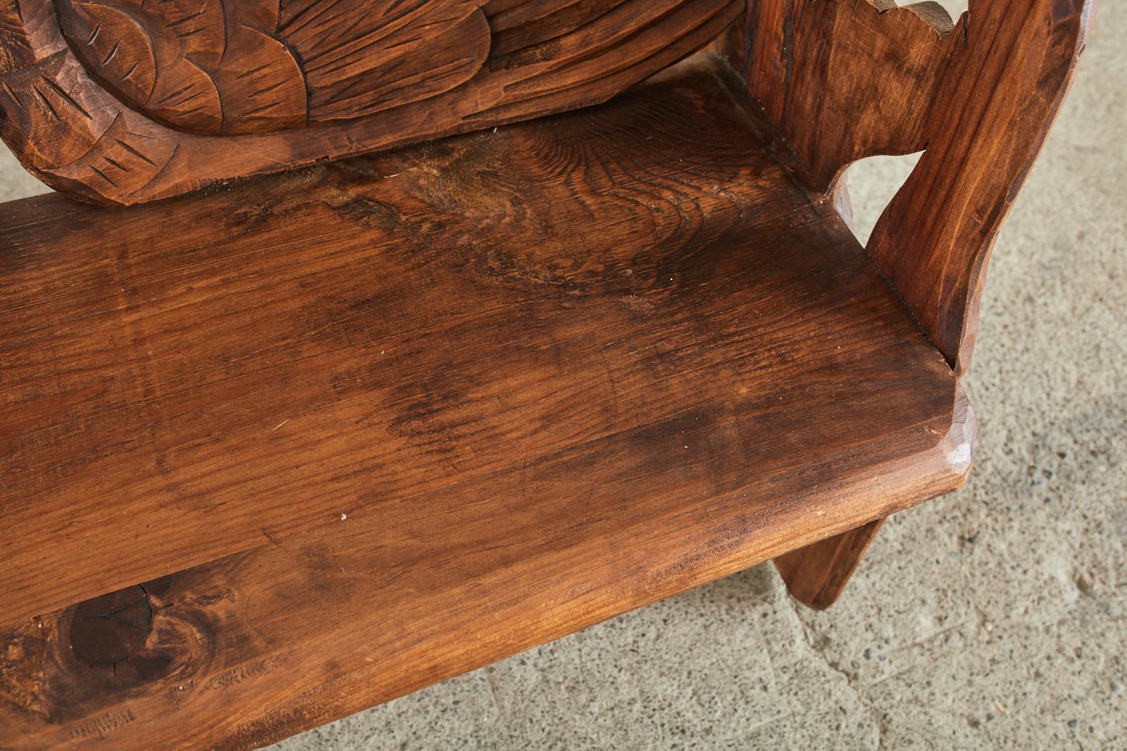Carved Pine Swan Bench Mexican Folk Art Sculpture For Sale at 1stDibs ...
