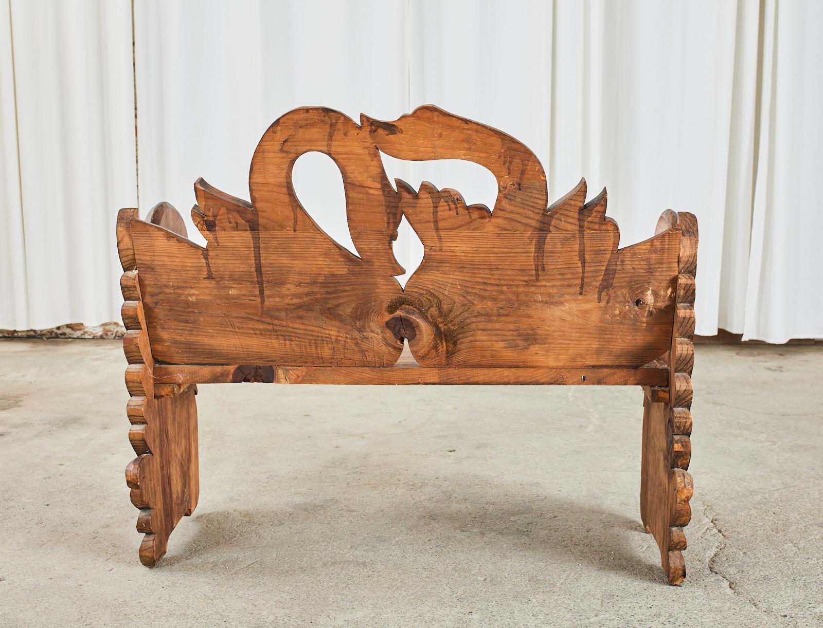 Carved Pine Swan Bench Mexican Folk Art Sculpture For Sale at 1stDibs ...