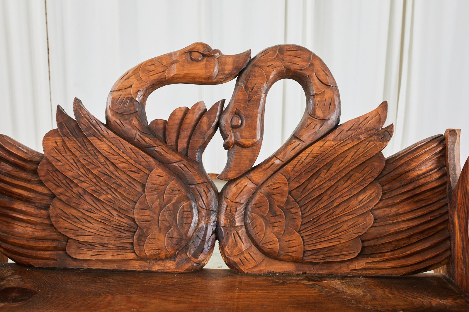 Carved Pine Swan Bench Mexican Folk Art Sculpture For Sale at 1stDibs ...