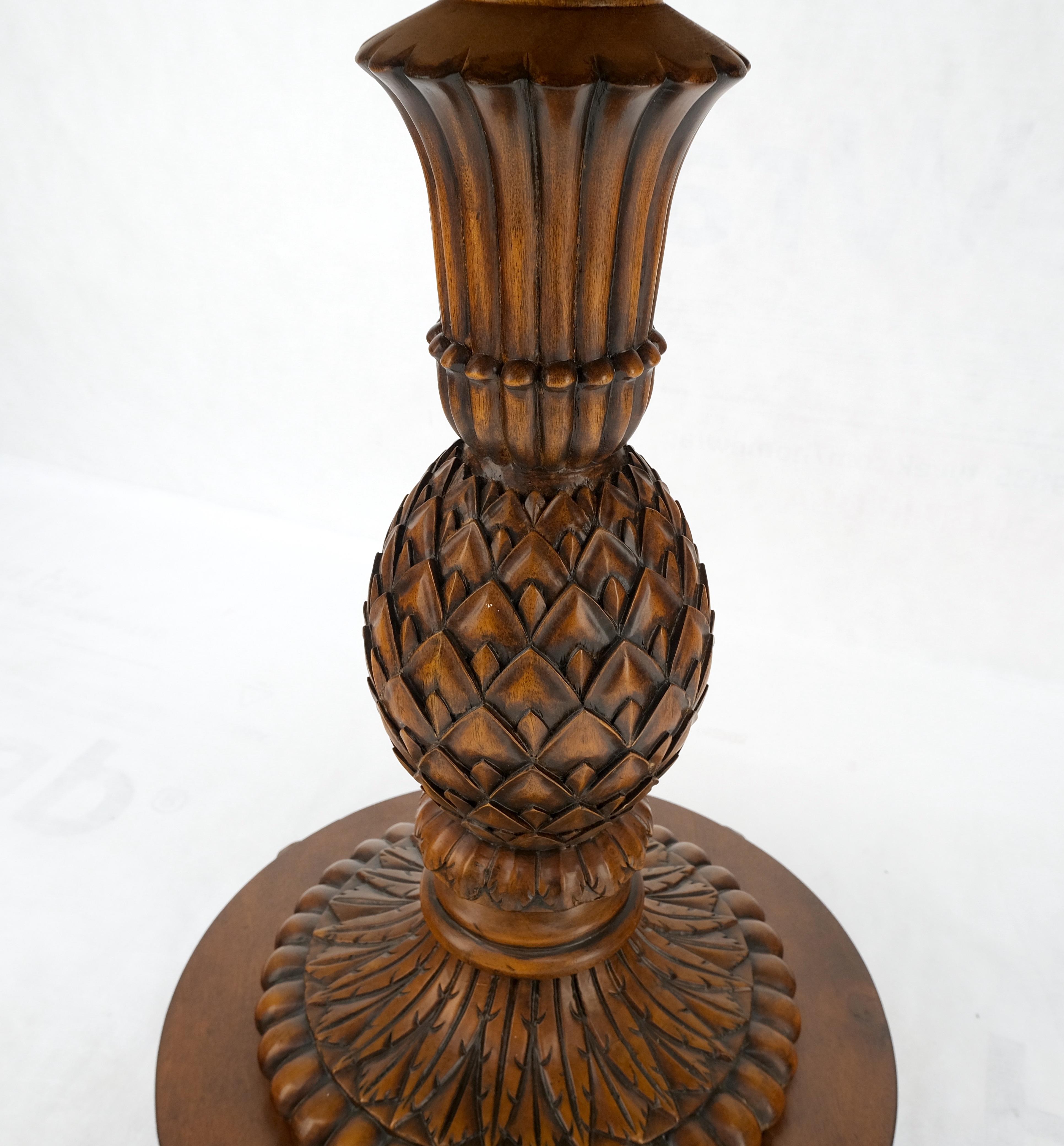 Carved Pineapple Base Banded Inlaid Top Round Gueridon Table Stand Mint! 5
