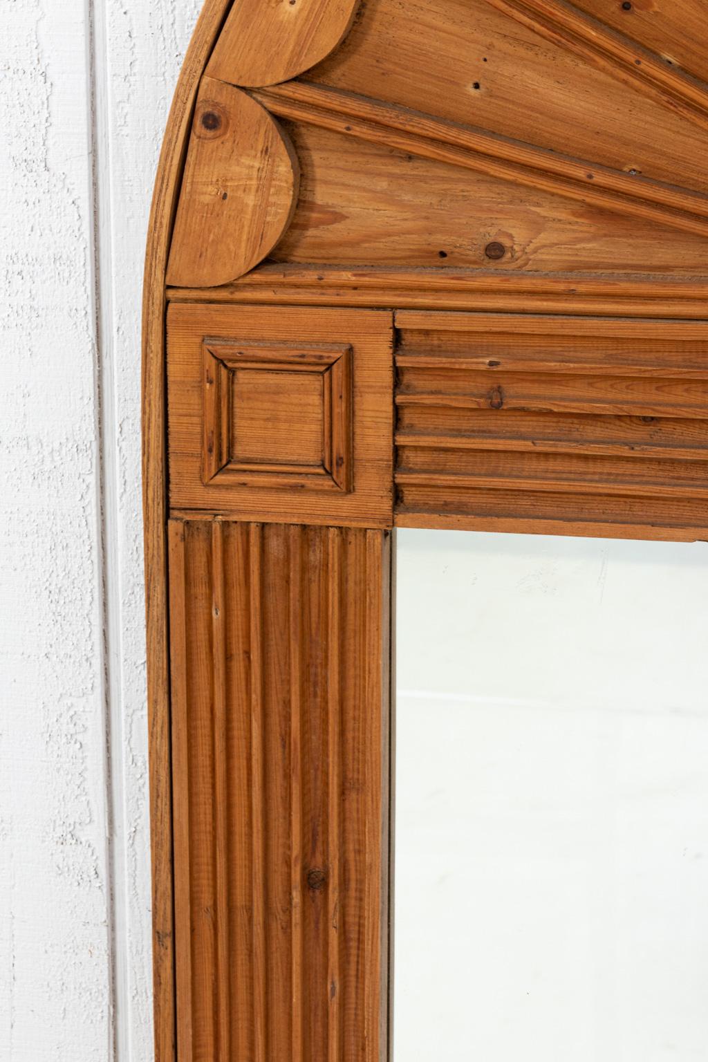 Carved Pinewood Fanlight Mirror 1