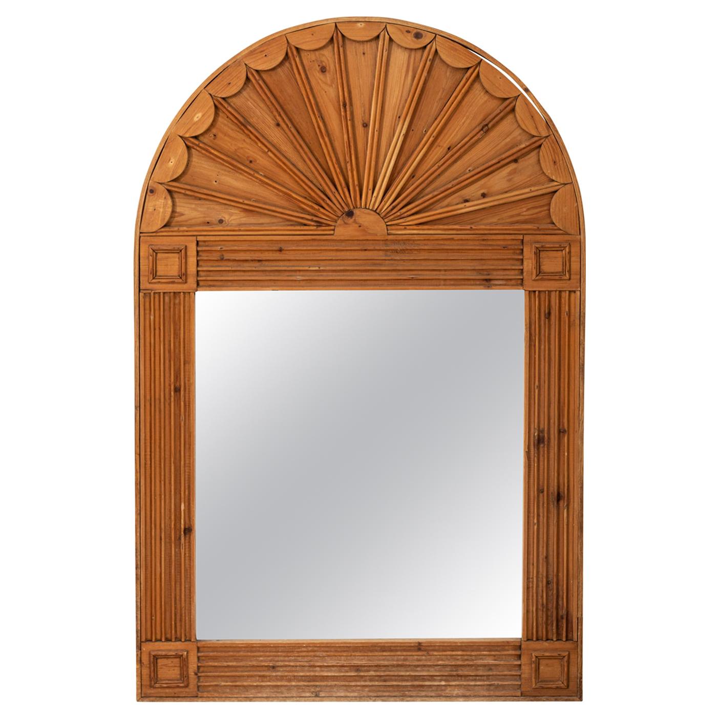 Carved Pinewood Fanlight Mirror