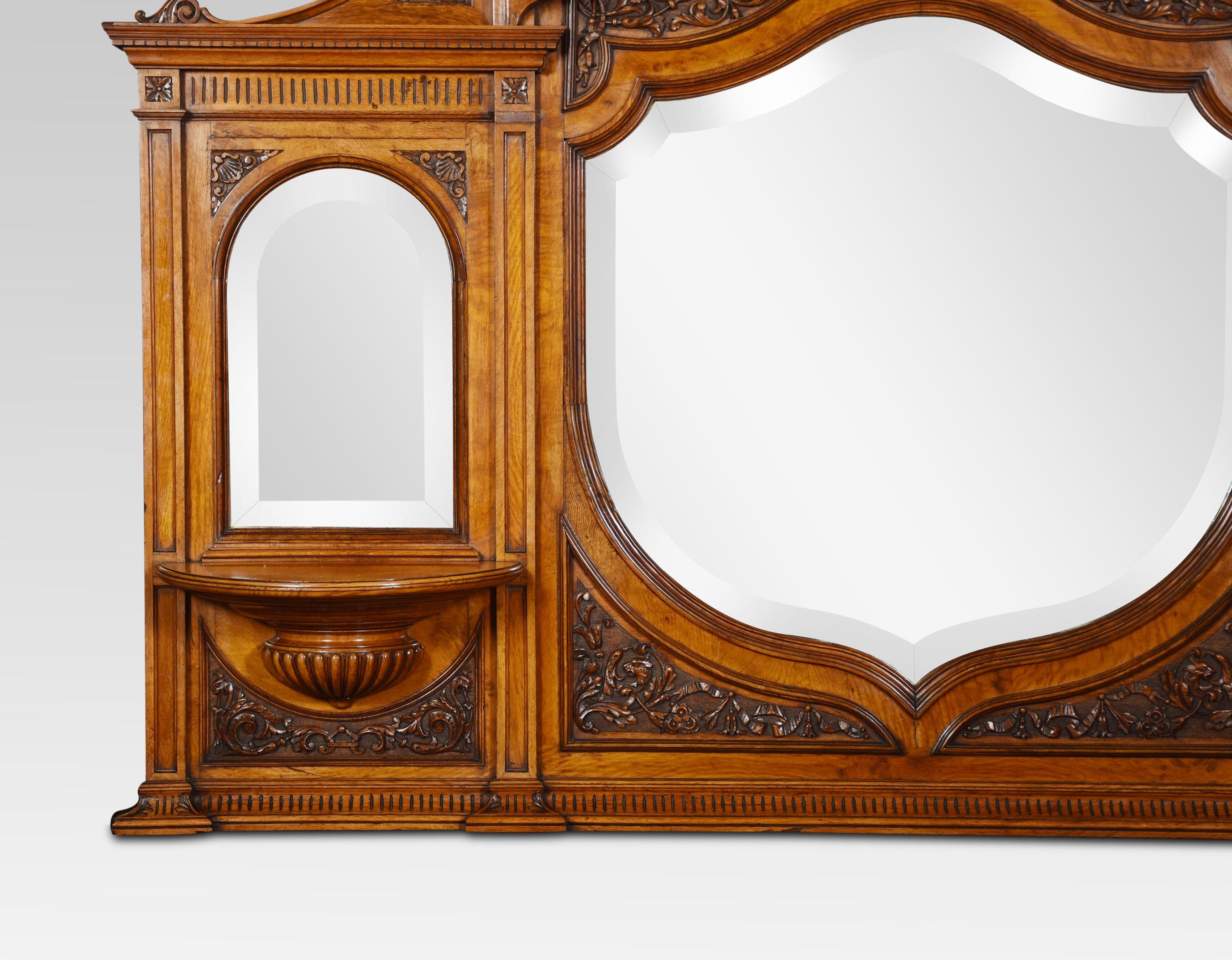 Carved Pollard Oak Overmantel Mirror In Good Condition For Sale In Cheshire, GB