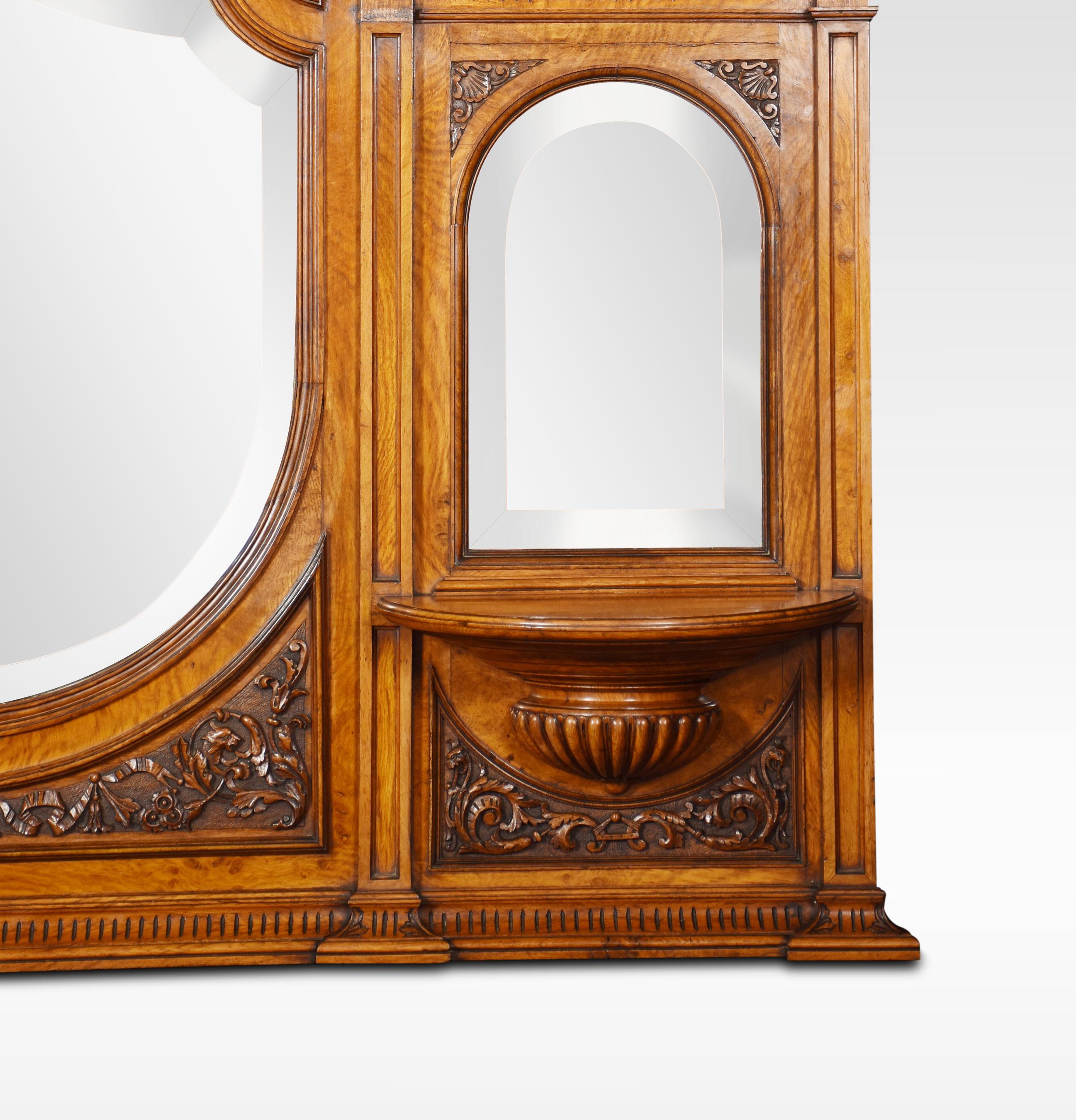 Carved Pollard Oak Overmantel Mirror For Sale 1