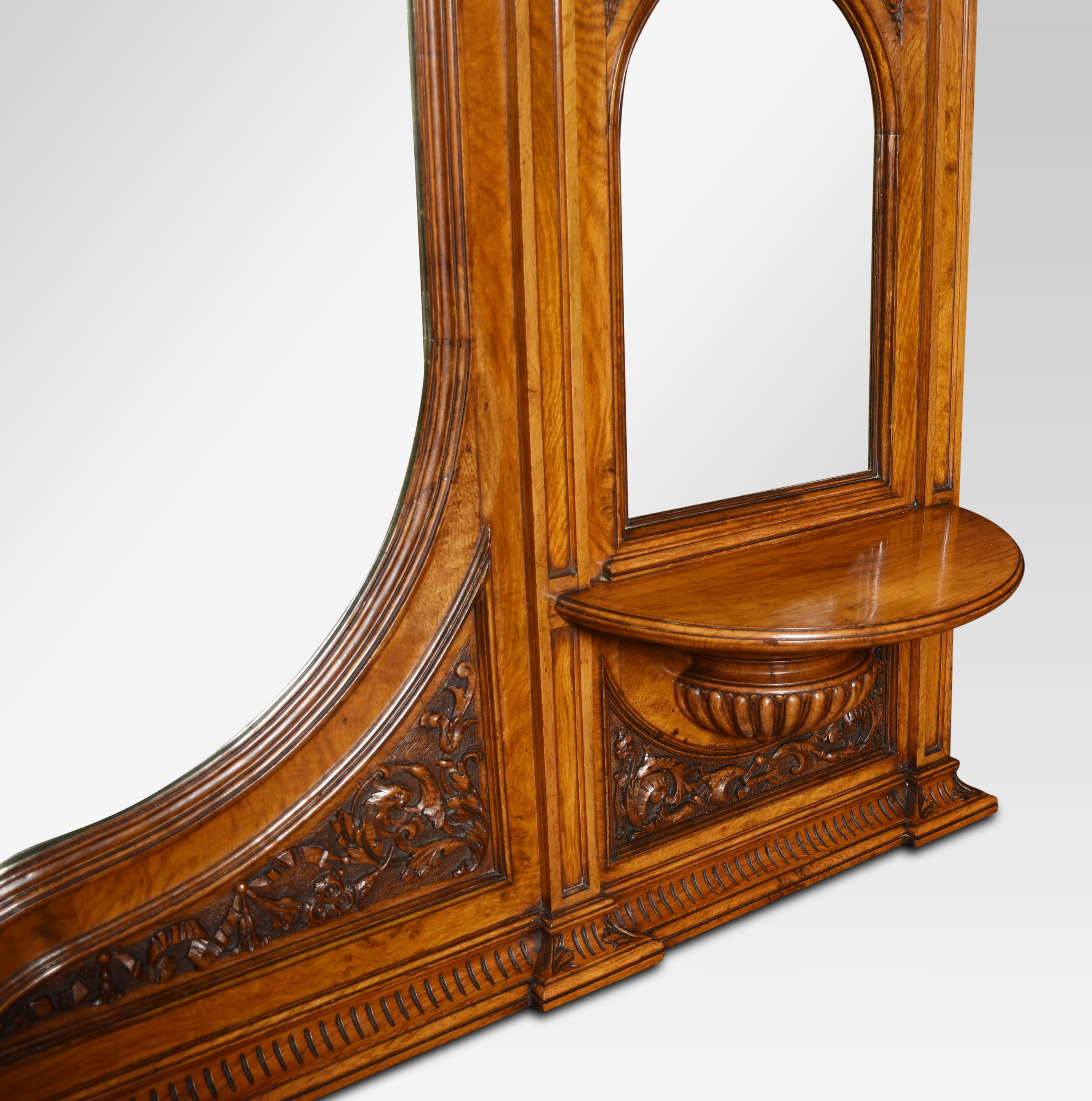 Carved Pollard Oak Overmantel Mirror For Sale 3