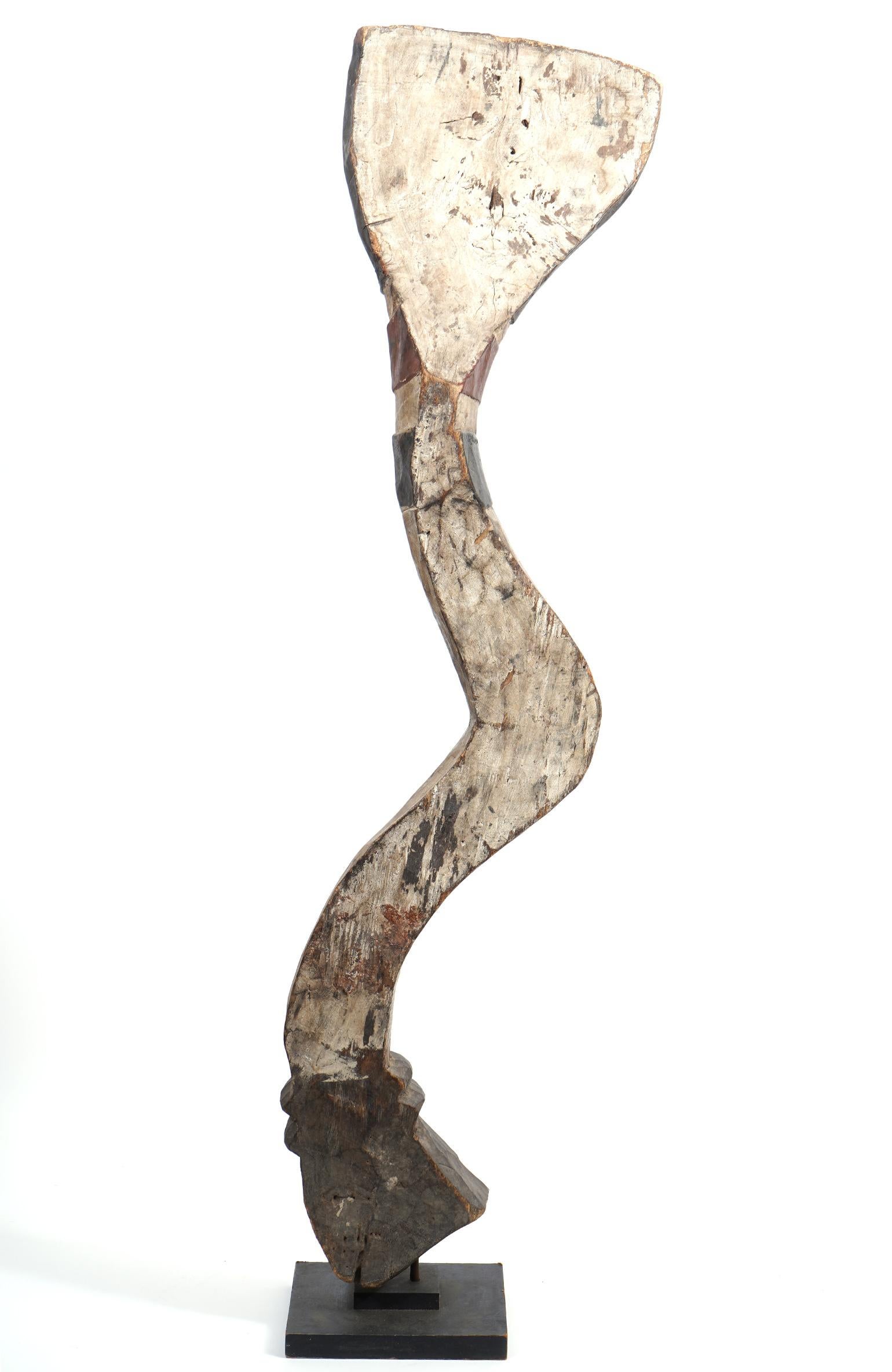 Guinean Carved Polychrome Baga Bansonyi Snake Sculpture Headdress, Guinea 20th Century For Sale