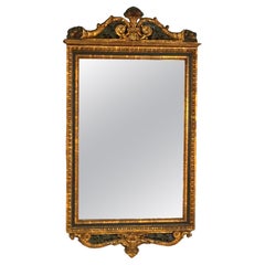 Carved Polychromed & Gilt Wood Wall Mirror with Leaf & Berry Elements 20thC