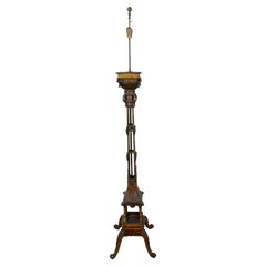 Carved & Polychromed Wood Chinoiserie Pagoda Motif Floor Lamp, England, C 1900s