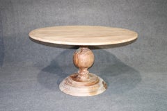 Carved Primitive Teak Custom-Made Round Restoration Hardware Style Dining Table
