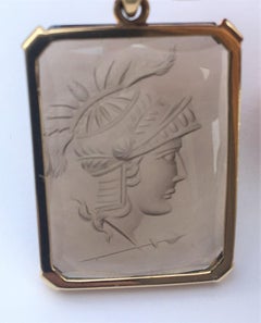 Carved Quartz 14 Karat Gold Pendant