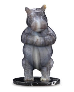 Carved Quartz Hippopotamus by Andreas von Zadora-Gerlof