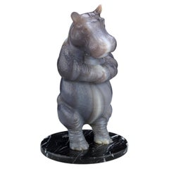 Carved Quartz Hippopotamus by Andreas von Zadora-Gerlof