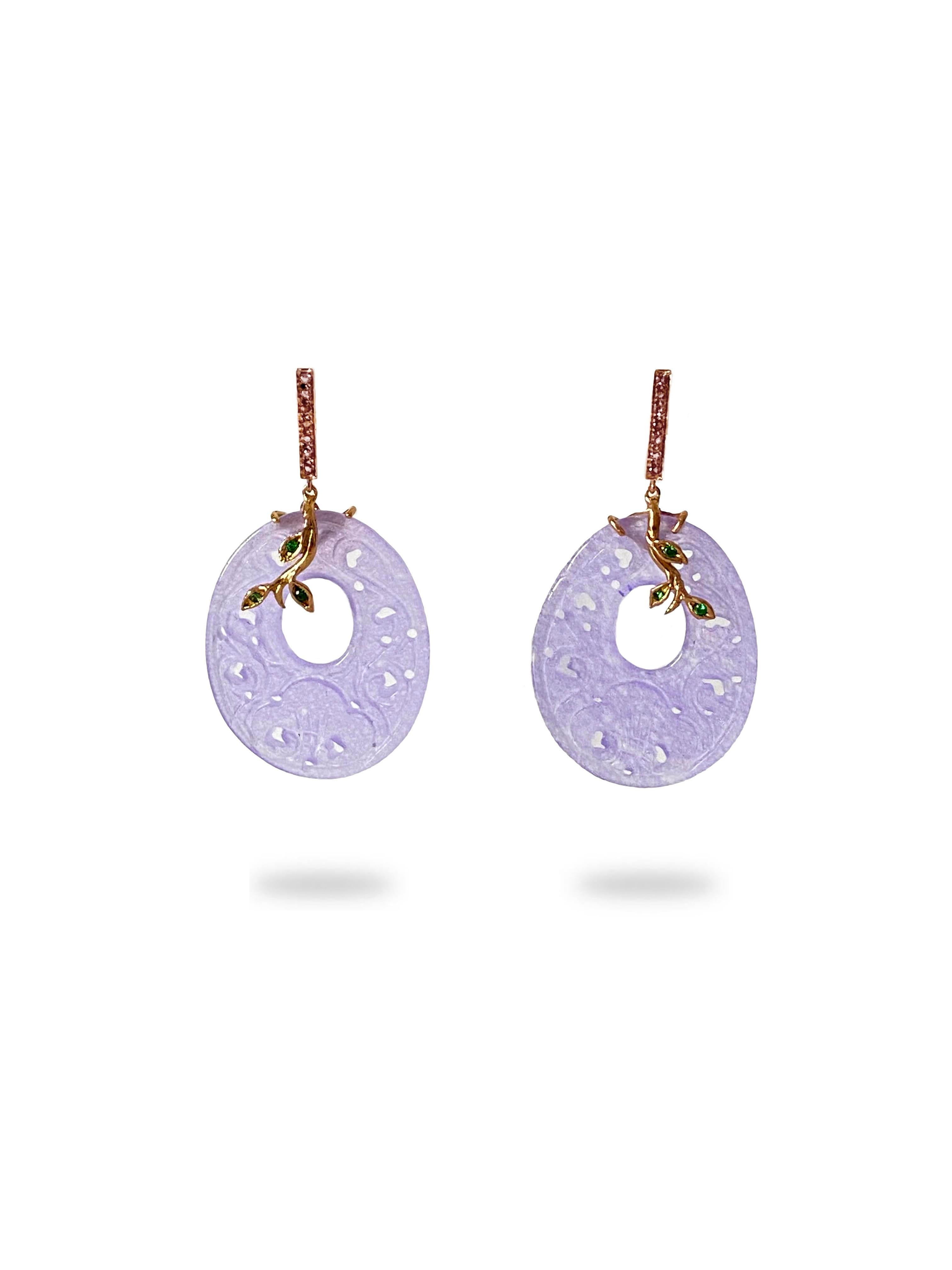 Pendientes Únicos Turmalina Tzavorita Oro 18 Kilates Piedras de Colores en venta 2