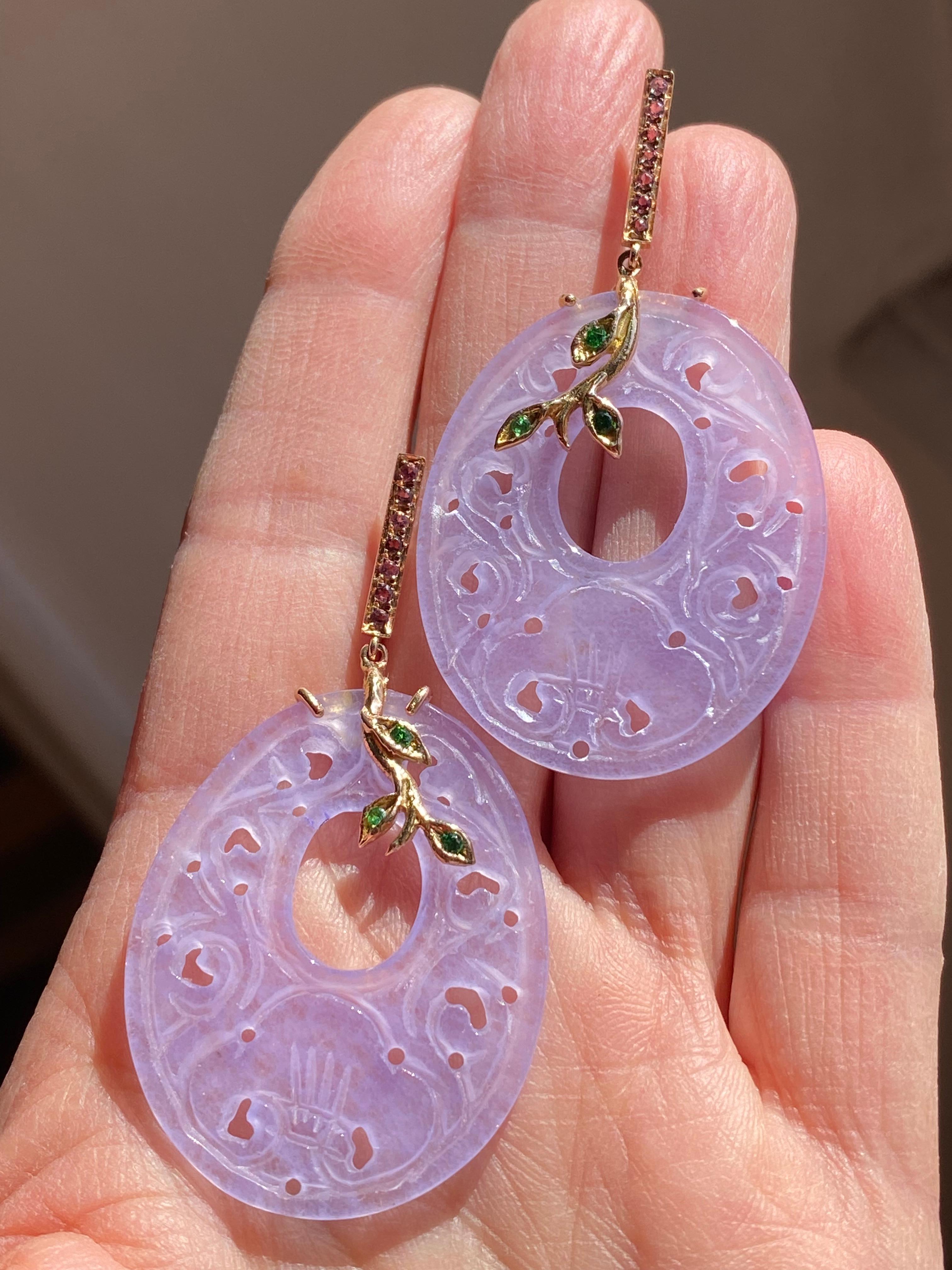 Pendientes Únicos Turmalina Tzavorita Oro 18 Kilates Piedras de Colores en venta 3