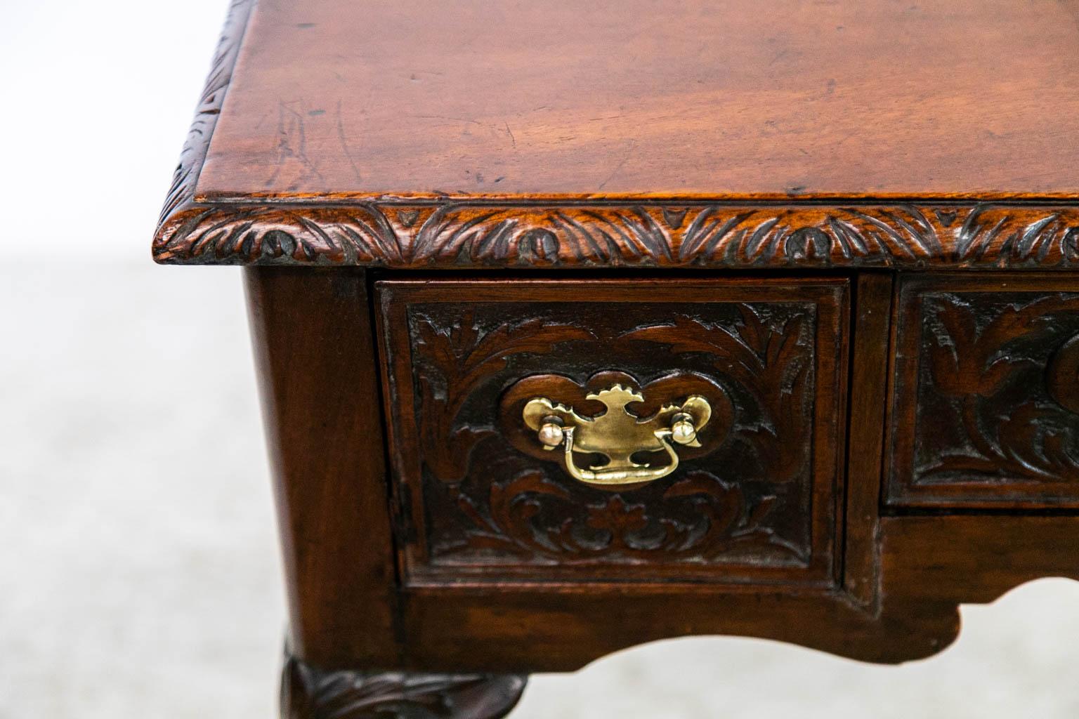 English Carved Queen Anne Lowboy For Sale