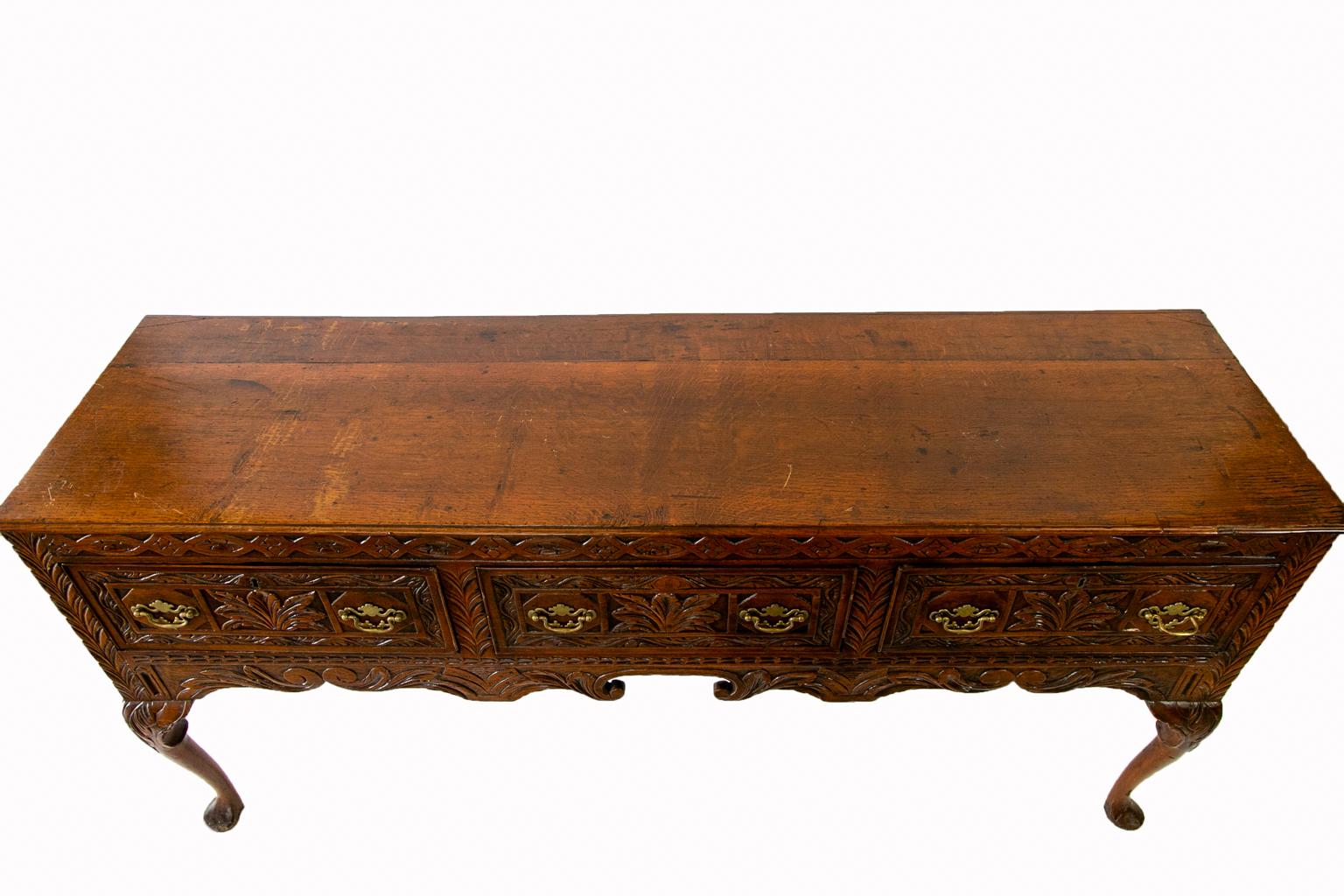 Mid-19th Century Carved Queen Anne Style Oak Sideboard For Sale