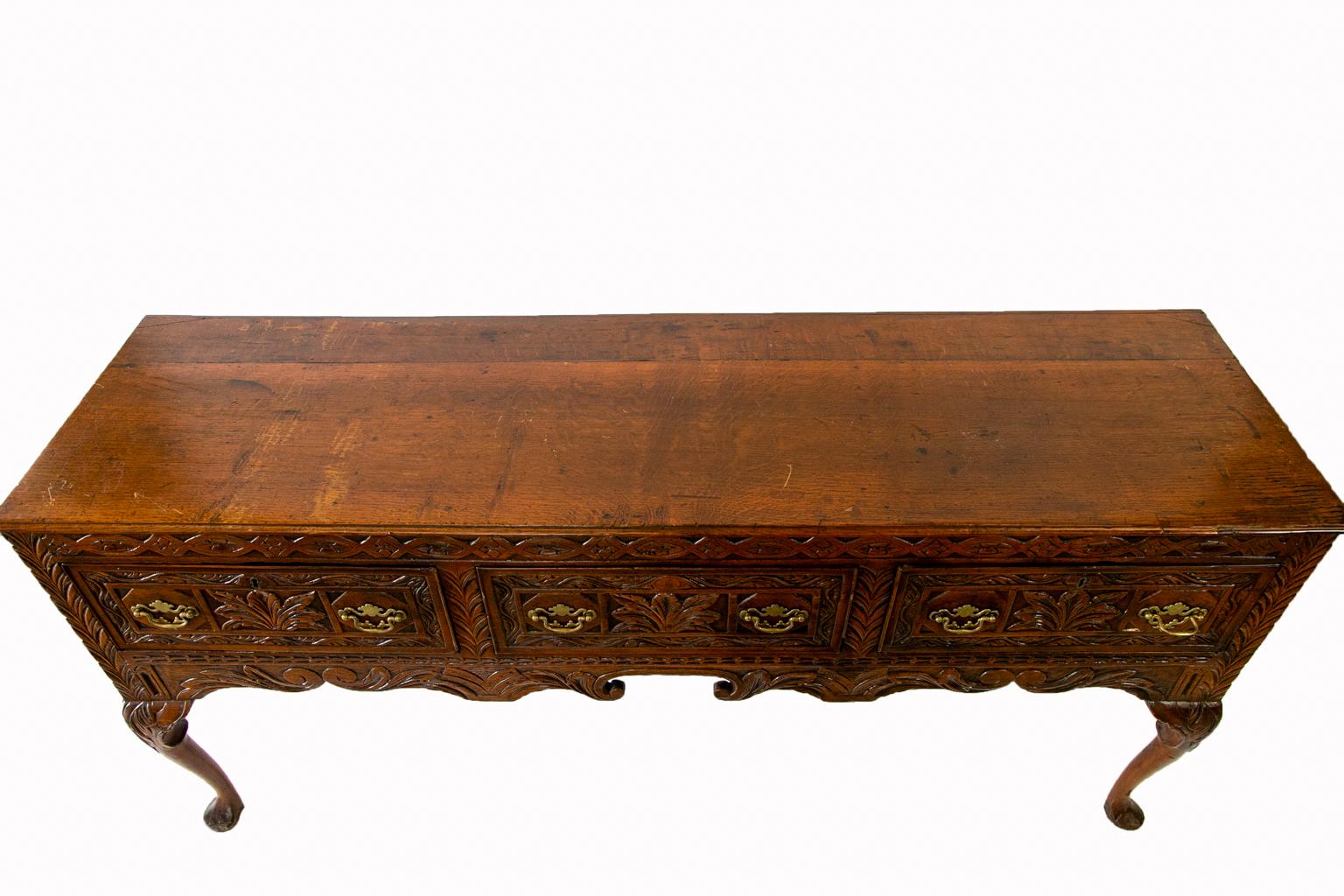 Mid-19th Century Carved Queen Anne Style Oak Sideboard
